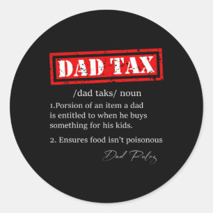 Funny Vater Tax Definition Sarcastic Vatertag Gi Runder Aufkleber