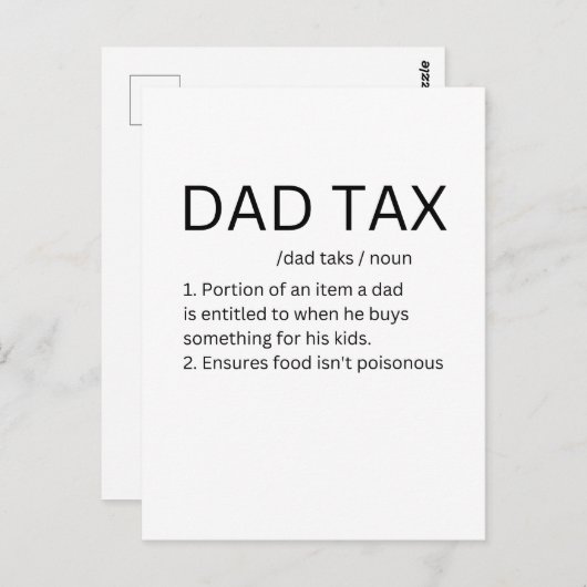 Funny Vater Tax Postkarte (Vorne/Hinten)
