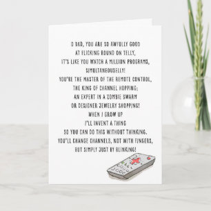 Funny Vater TV Sportfan Valentine Card Karte