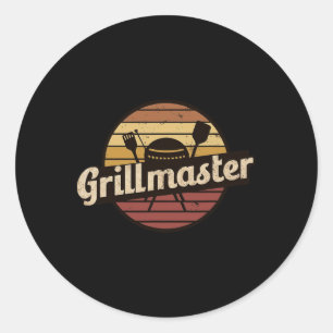 Funny Vater Vintag Design Grillmaster-Tag der Fede Runder Aufkleber