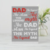 Funny Vätern Tageskarten Grau Red Quote Typografie Dankeskarte (Stehend Vorderseite)