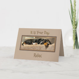 Funny "Vatertag" Card W/Basset Hound Puppy Karte