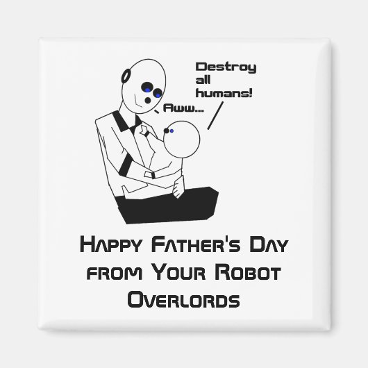Funny Vatertag Robot Science Joke Cartoon Magnet (Vorne)