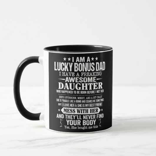 Funny Vathers Day Bonus Vater Geschenk von Tochter Tasse (Links)