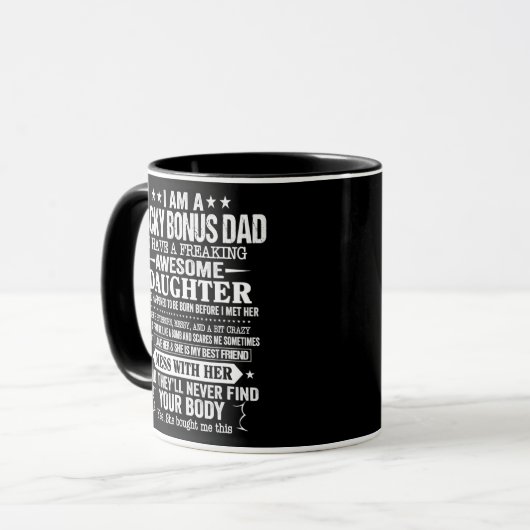 Funny Vathers Day Bonus Vater Geschenk von Tochter Tasse (Vorderseite Links)