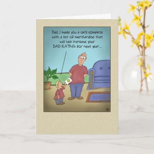 Funny Vathers Day Cards: Vater Rating Cartoon Karte (Gelbe Blume)