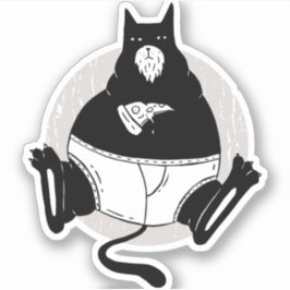 Funny Vathers Day Fett Cat Vater Eating Pizza Cart Aufkleber