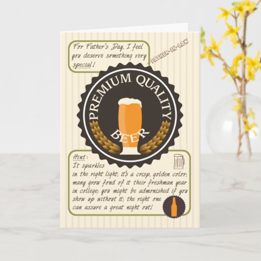 Funny Vathers Day Retro Bier Label für Vater im Re Karte (Gelbe Blume)