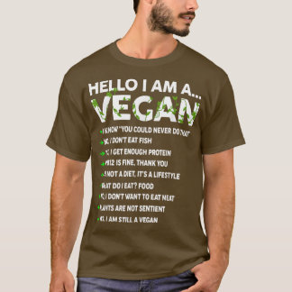 Funny Vegan Activism Vegetarian Hallo bin ich Vega T-Shirt