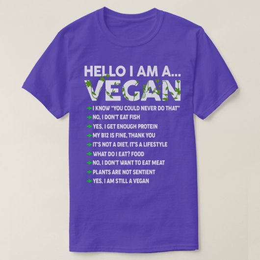 Funny Vegan Activism Vegetarian Hallo bin ich Vega T-Shirt (Design vorne)