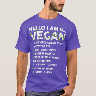 Funny Vegan Activism Vegetarian Hallo bin ich Vega T-Shirt