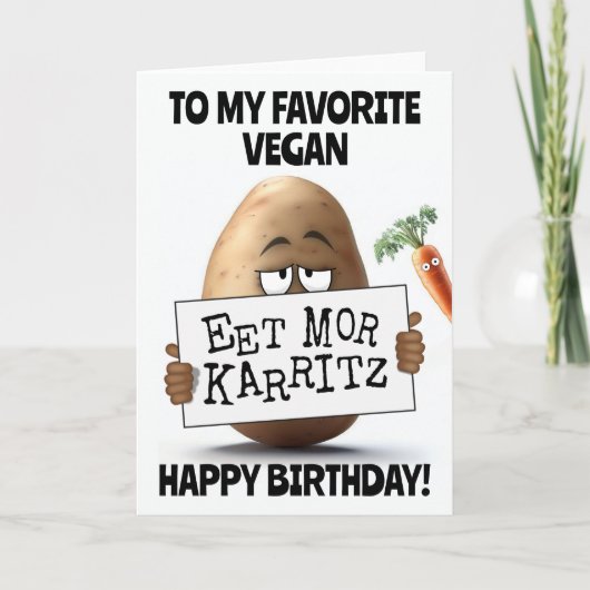Funny Vegan Birthday Card Karte (Vorderseite)