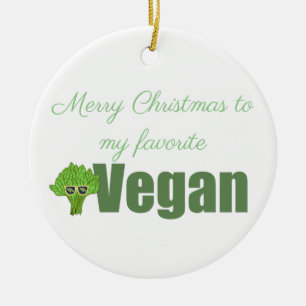 Funny Vegan Broccoli Niedlich Illustration Weihnac Keramik Ornament