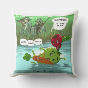 Funny Vegan Hunter Cotton Throw Kissen