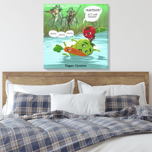 Funny Vegan Jäger Canvas Print Leinwanddruck (Insitu (Schlafzimmer))
