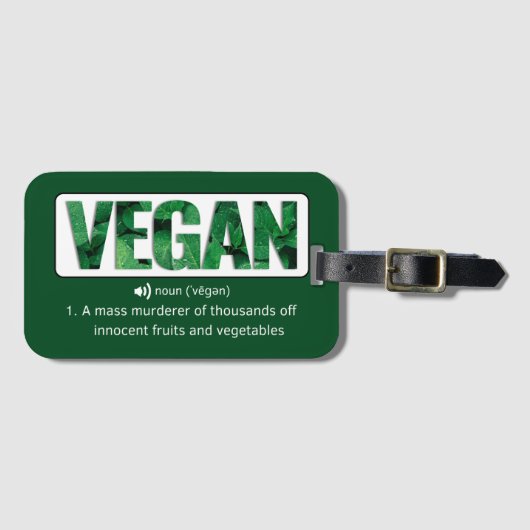 Funny Vegan Quotes Typografie Gepäckanhänger (Vorderseite (Horizontal))