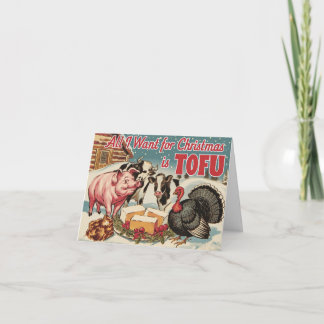 Funny Vegan Vegetarian Christmas Tofu Karte