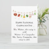 funny vegetables National Gazpacho Day Dankeskarte (Stehend Vorderseite)