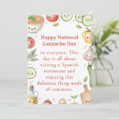 funny vegetables National Gazpacho Day Dankeskarte (Stehend Vorderseite)