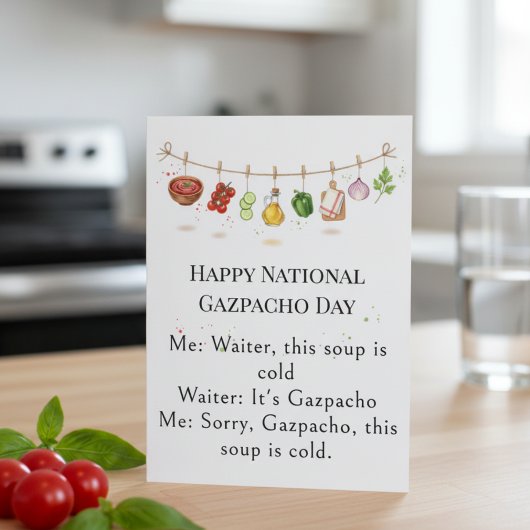 funny vegetables National Gazpacho Day Dankeskarte