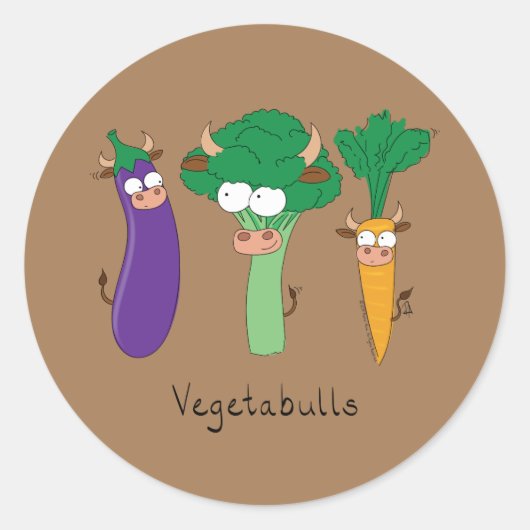 Funny Vegetables Niedlicher Cartoon Kinder Runder Aufkleber (Vorderseite)