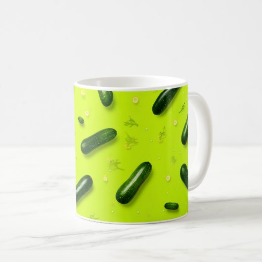Funny Vegetarian Cool Green Fresh Cucumber Kaffeetasse (VorderseiteRechts)