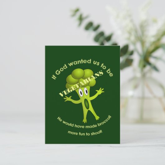 Funny Vegetarian Quote Postcard Postkarte (Stehend Vorderseite)