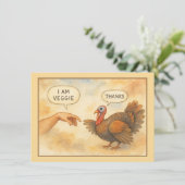 Funny Vegetarian Thanksgiving Karte (Stehend Vorderseite)