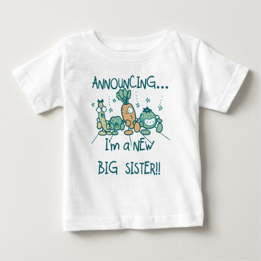 Funny Veggies New Big Sister Baby T-shirt (Vorderseite)