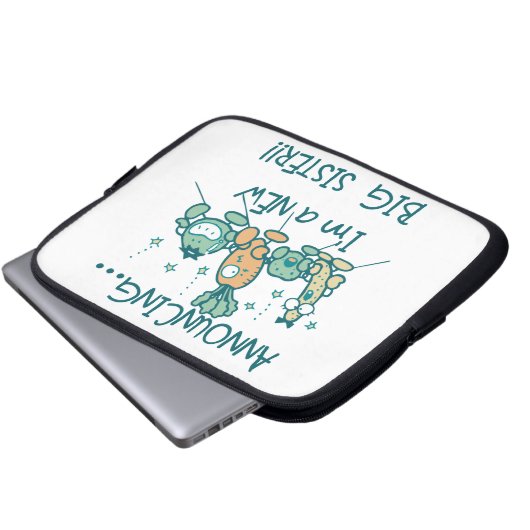 Funny Veggies New Big Sister Laptopschutzhülle (Vorne Knopf)