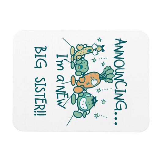 Funny Veggies New Big Sister Magnet (Horizontal)