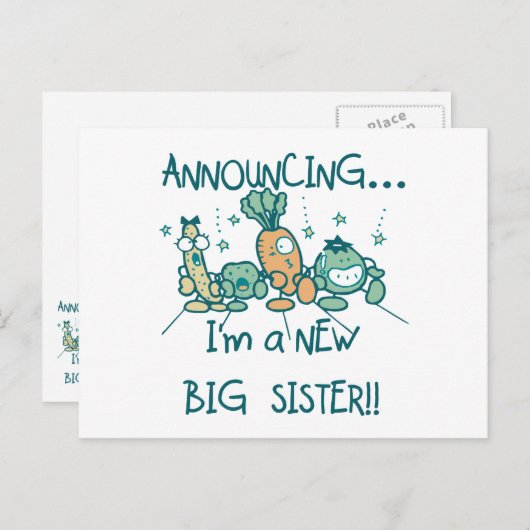Funny Veggies New Big Sister Postkarte (Vorne/Hinten)