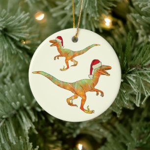 Funny Velociraptor Dinosaurier Festive Santa Rapto Keramik Ornament