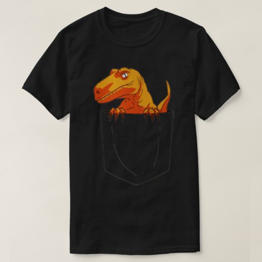 Funny Velociraptor Raptor in Pocket Dinosaur Long T-Shirt (Design vorne)