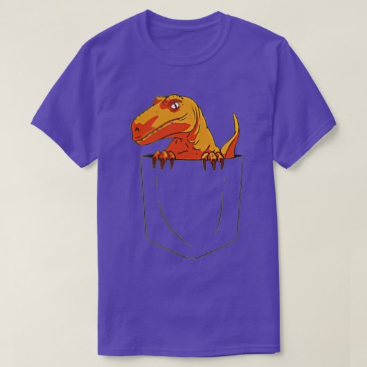 Funny Velociraptor Raptor in Pocket Dinosaur T-Shirt (Design vorne)