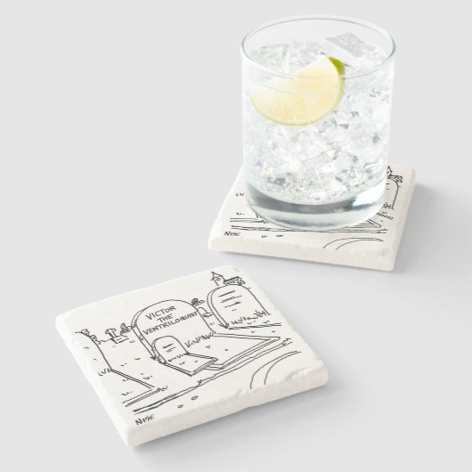 Funny Ventriloquist Joke on Ventriloquism Steinuntersetzer (Seitenansicht)