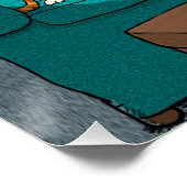 Funny verängstigt Cat and Doster Poster (Ecke)