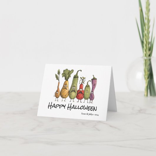 Funny verängstigt Veggie Halloween Gruß Karte (Vorderseite)