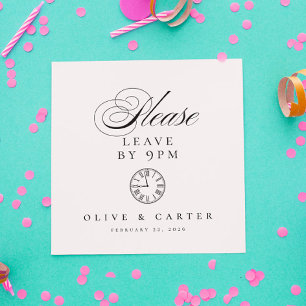 Funny Verlassen um 21.00 Uhr Hochzeitscocktail Serviette