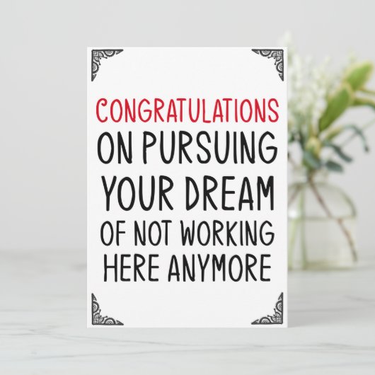 Funny Verlassend Kartengeschenk Mitarbeiter Mitarb Einladung (Stehend Vorderseite)