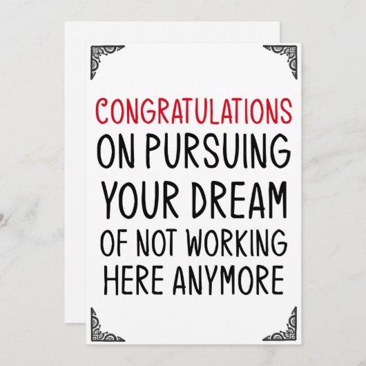 Funny Verlassend Kartengeschenk Mitarbeiter Mitarb Einladung (Vorne/Hinten)