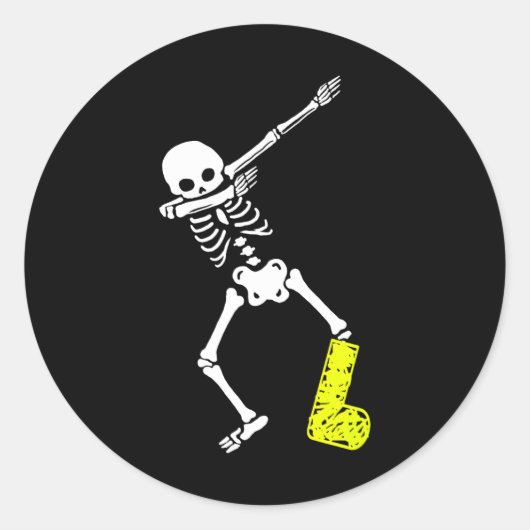 Funny verletzen Dabbing Skeleton Broken Leg Erwach Runder Aufkleber (Vorderseite)