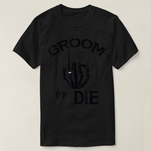 Funny Verlobt Groom Skeleton Hand Hochzeitsring fü T-Shirt (Design vorne)