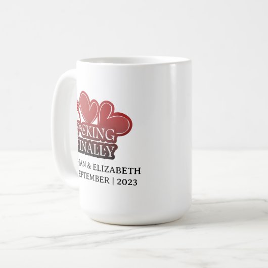 Funny Verlobung Geschenk Herz & Ring Kaffee Tasse (Vorderseite Links)