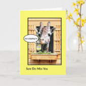 Funny Vermisst Sie, Niedliche Giraffe durch Fenste Karte (Gelbe Blume)