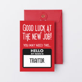 Funny 'Verräter Abzeichen' Mitarbeiter Verlasse Dankeskarte