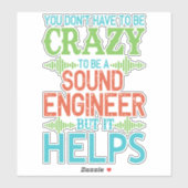 Funny verrückt Sound Engineer farbenfrohe Level Aufkleber (Blatt)