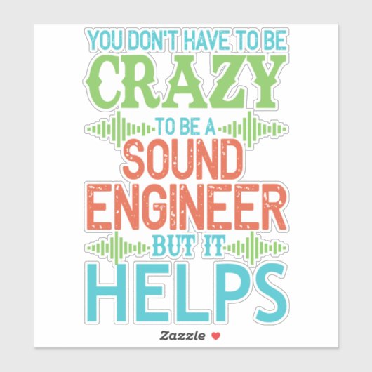 Funny verrückt Sound Engineer farbenfrohe Level Aufkleber (Blatt)