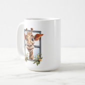 Funny verrückte Giraffe Dame fügt Text hinzu Kaffeetasse (Vorderseite Links)