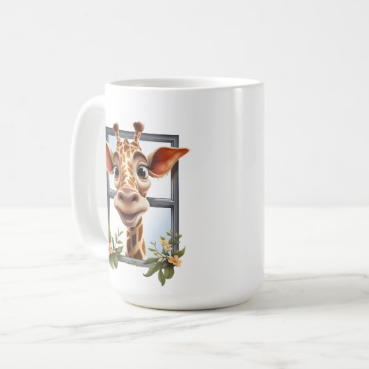 Funny verrückte Giraffe Dame fügt Text hinzu Kaffeetasse (Vorderseite Links)